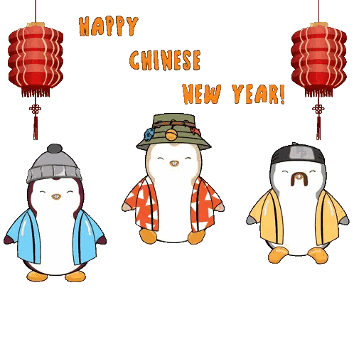 Happy Chinese New Year Penguin Card Sticker