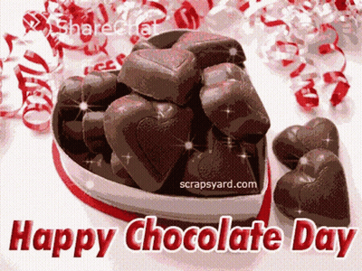 Happy Chocolate Day Card With Heart-Shaped Box GIF