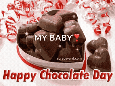 Happy Chocolate Day Heart Shaped Box Of Chocolates GIF