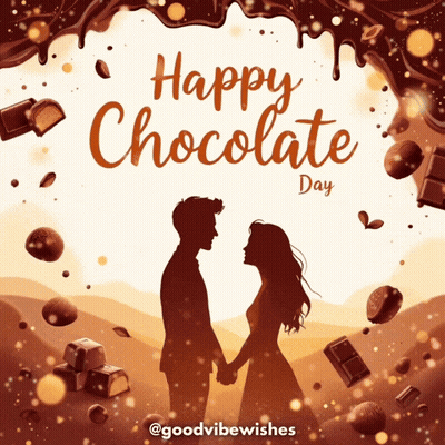 Happy Chocolate Day Poster Man And Woman Holding Hands GIF