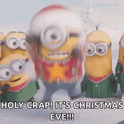 Happy Christmas Eve Excited Minions GIF