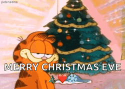 Happy Christmas Eve Garfield Smiling GIF