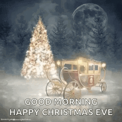 Happy Christmas Eve Glittery Golden Sleigh GIF