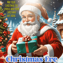 Happy Christmas Eve Santa With Gift GIF