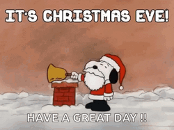 Happy Christmas Eve Snoopy Ringing Bell GIF