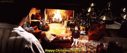Happy Christmas Harry Ron Weasely By The Chimney GIF