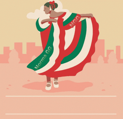Happy Cinco De Mayo Poster With Woman In Red White Green Dress GIF