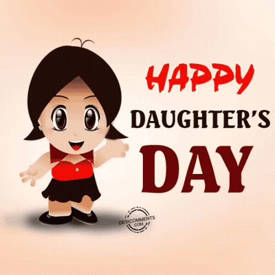 Happy Daughter's Day Greeting Card With Girl GIF