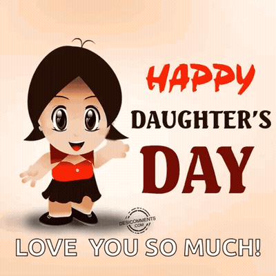 Happy Daughter's Day Greeting With Cartoon Girl GIF