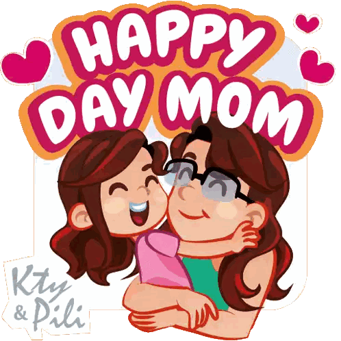 Happy Day Mom Hugging Girls Sticker