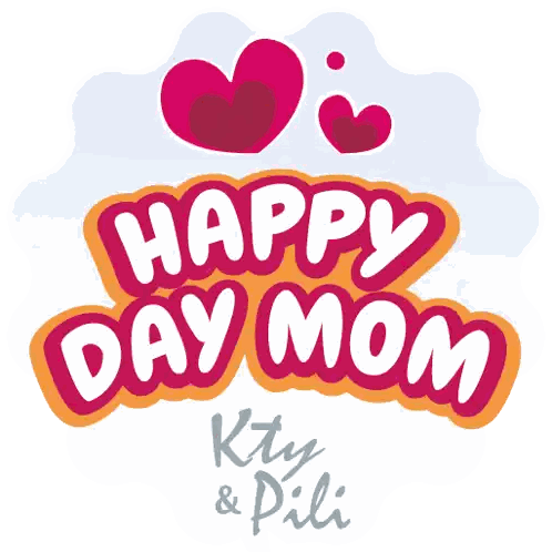 Happy Day Mom Logo With Hearts Sticker