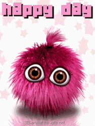 Happy Day Pink Furball Blinking GIF