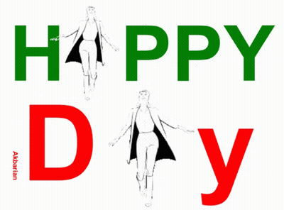 Happy Day Poster With Woman In Black Cape GIF