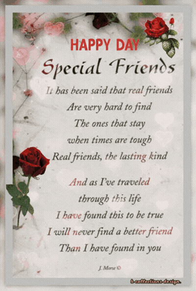 Happy Day Special Friends Card With Roses GIF