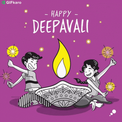 Happy Deepavali Boy And Girl Playing Sparklers GIF