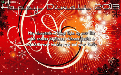 Happy Diwali 2013 Red Background Snowflakes GIF