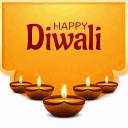 Happy Diwali Above Five Oil Lamps GIF