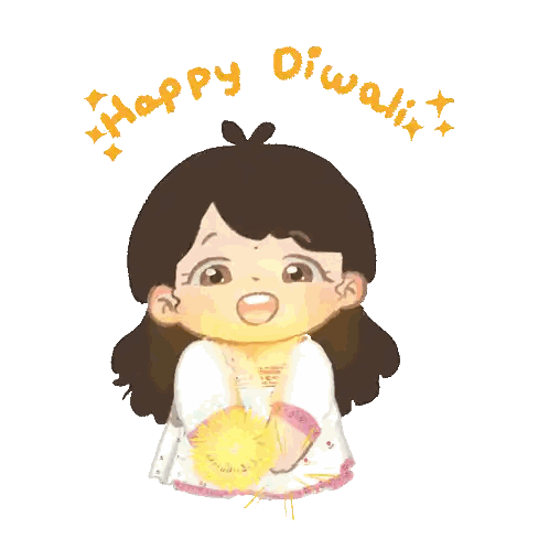 Happy Diwali Cartoon Girl Sticker