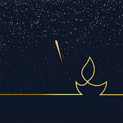 Happy Diwali Fireworks On A Starry Night GIF