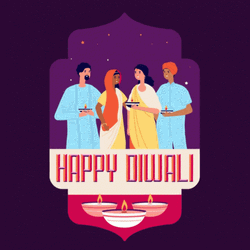 Happy Diwali Four Indian People GIF