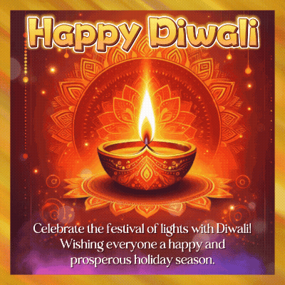 Happy Diwali Greeting Card With Candle GIF
