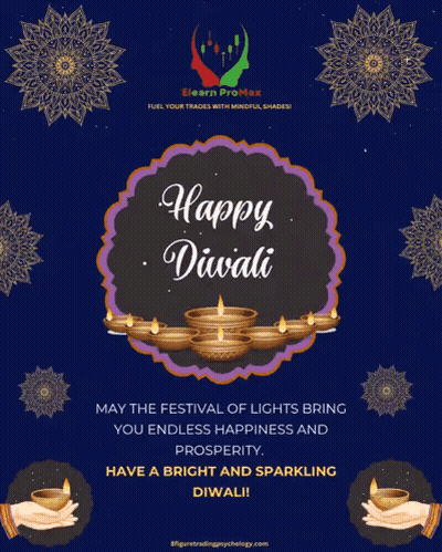 Happy Diwali Greeting Card With Candles And Flowers GIF