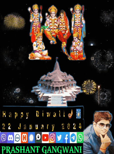 Happy Diwali Greeting Card With Temple And Fireworks GIF