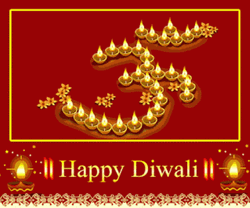 Happy Diwali Lamps Shaped Into Number Three GIF