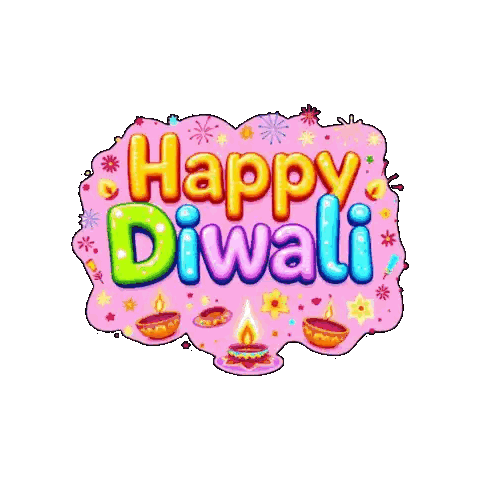 Happy Diwali Sign On Pink Sticker