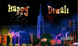 Happy Diwali Tall Building With Fireworks GIF