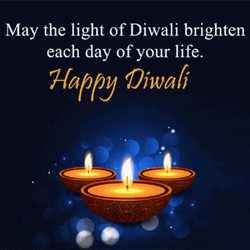 Happy Diwali Three Lamps Sparkling GIF
