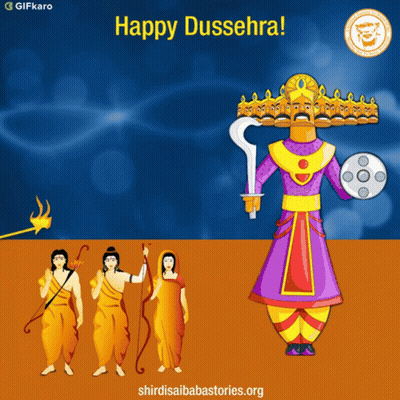 Happy Dussehra Greeting Card Man Holding Sword GIF