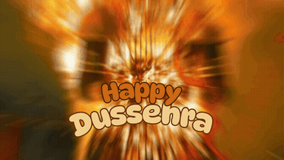 Happy Dussehra Greeting Card With Bursting Background GIF