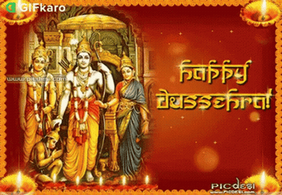 Happy Dussehra Greeting Card With Ram And His Family GIF
