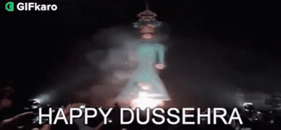 Happy Dussehra Greeting With Hologram Dancing Person GIF