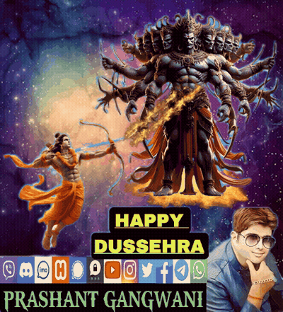 Happy Dussehra Poster With Man GIF