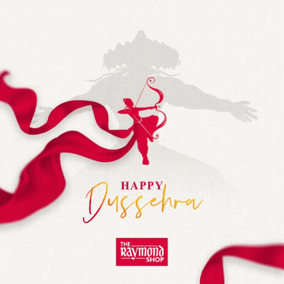 Happy Dussehra Poster With Man Silhouette Bow And Arrow GIF