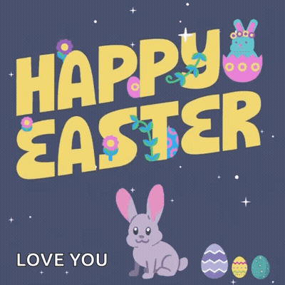 Happy Easter Bunny And Easter Eggs GIF