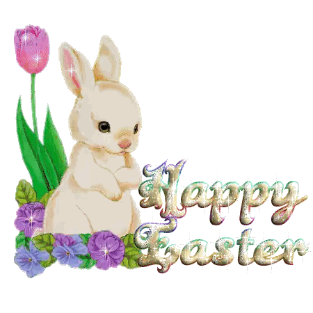 Happy Easter Bunny With Flowers Sticker