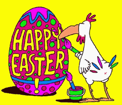 Happy Easter Funny Chicken Painting Egg GIF