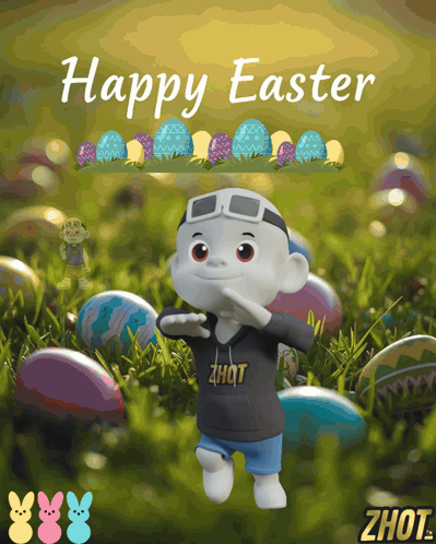 Happy Easter Greeting With Cartoon Character GIF