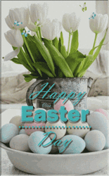 Happy Easter Sunday Eggs And White Flowers GIF