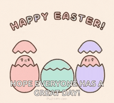 Happy Easter Three Eggs Coming Out Of Shells GIF