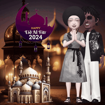 Happy Eid Al Fitr 2024 Man And Woman GIF