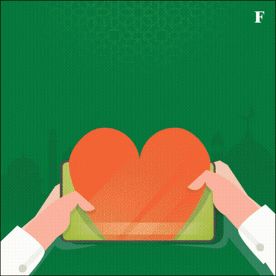 Happy Eid Al-Fitr Greeting Card With Family In Heart GIF