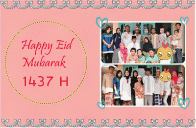 Happy Eid Mubarak 1437 H Card With Group of People
