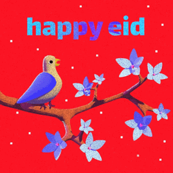 Happy Eid Mubarak Bird Perching