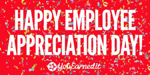 Happy Employee Appreciation Day Poster Red Background GIF
