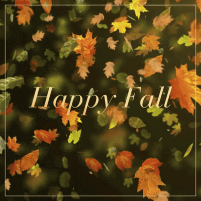 Happy Fall Greeting Card With Flying Leaves GIF