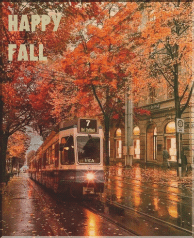 Happy Fall Poster With Train GIF